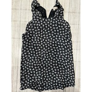 Ann Taylor Loft Women's Shirt XS Classic Minimal Floral Black Chic Office Ruffle